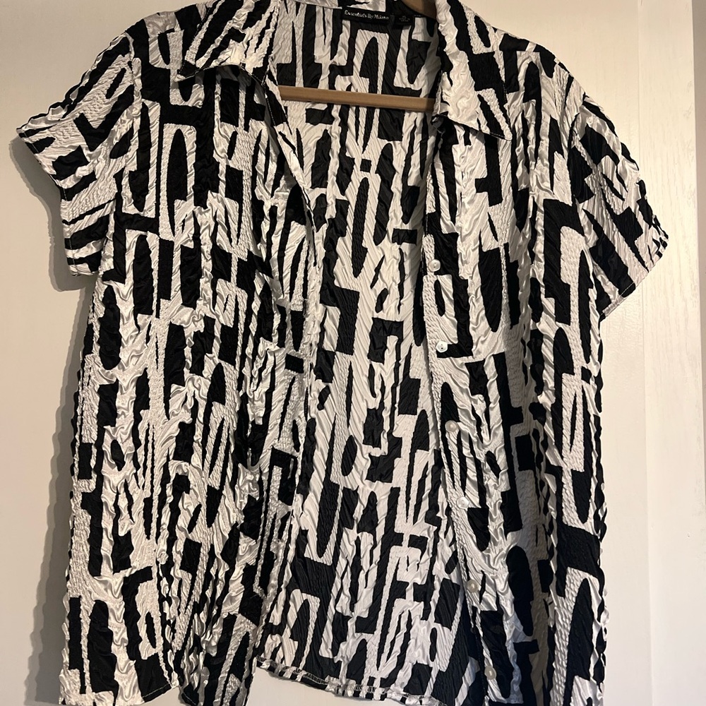 Essentials by Milano Black and White Button Down Shirt